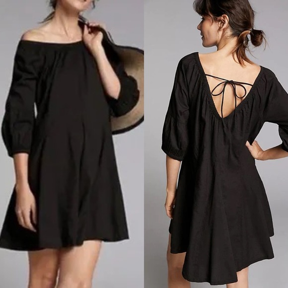 Anthropologie black flowy mini dress Sz small - Picture 1 of 8